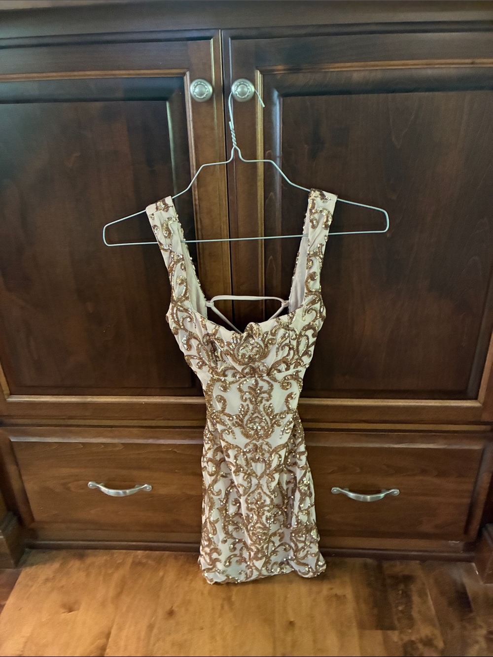 Windsor Gold Mini Dress with Gold Sequin Embellishment
